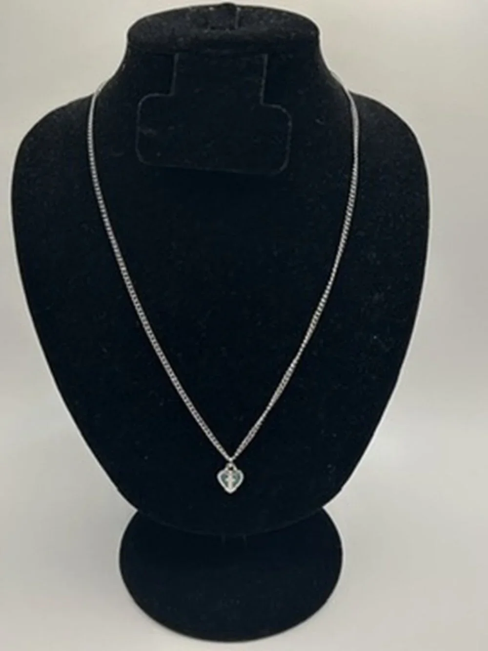 Vintage Real Silver Turquoise Heart Cross Cuban Chain Plated Stainless Steel